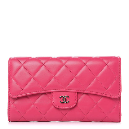 Chanel Lambskin Quilted Large Flap Wallet Pink 1 of 13