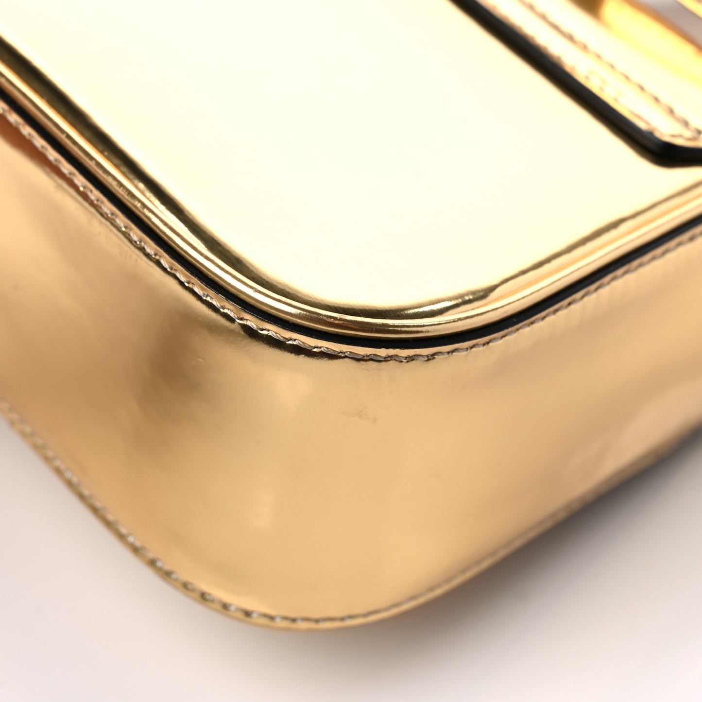 Metallic Calfskin Mini La Medusa Bag Gold