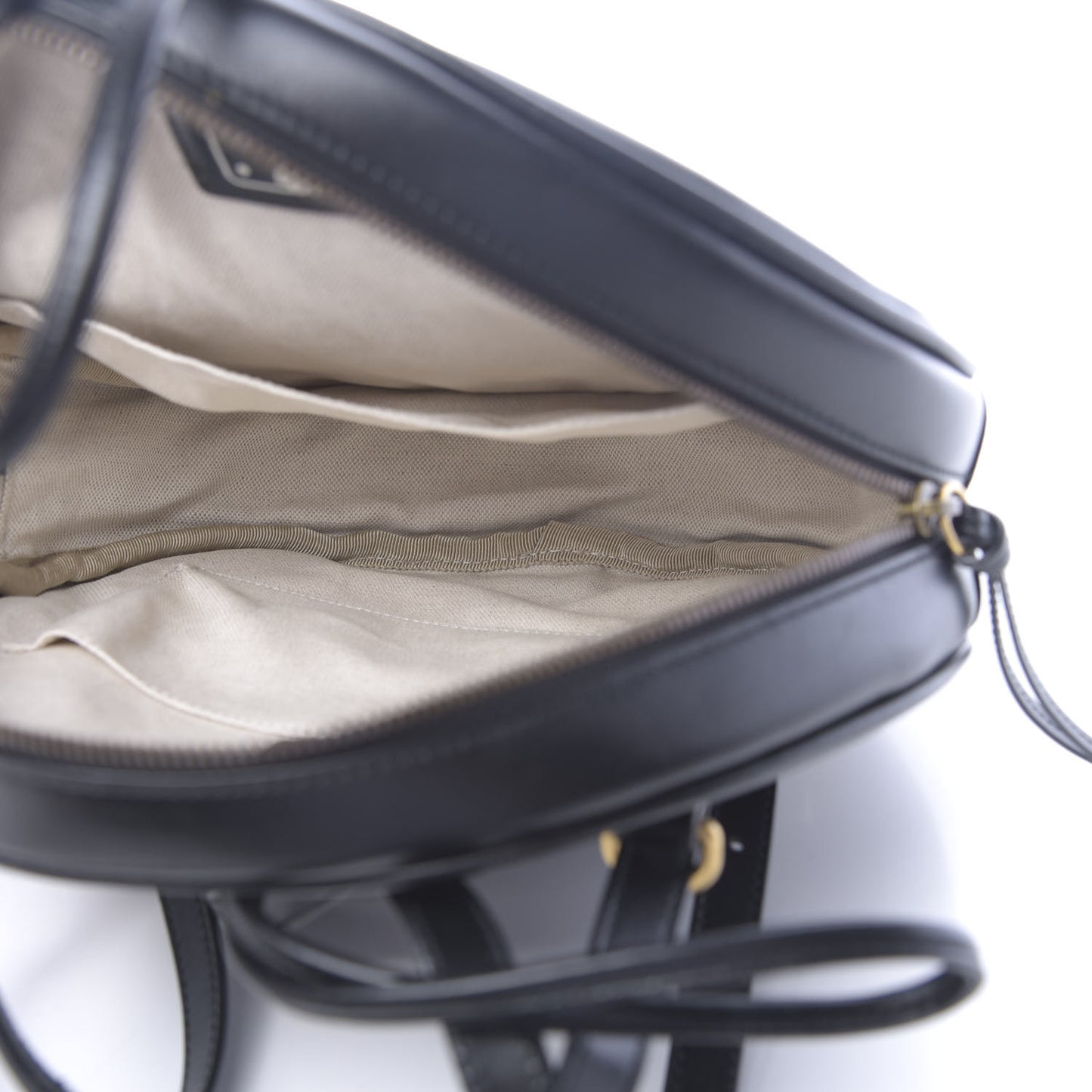 Calfskin Tigers Round Backpack Black Gold
