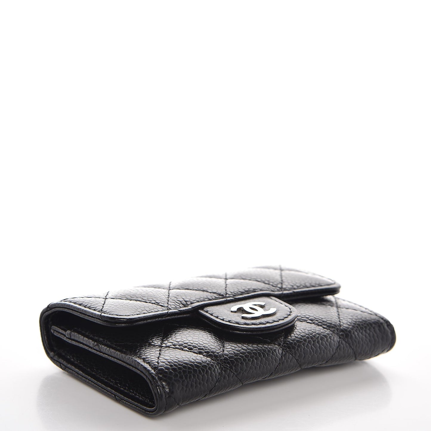 Caviar Quilted Flap Card Holder Black