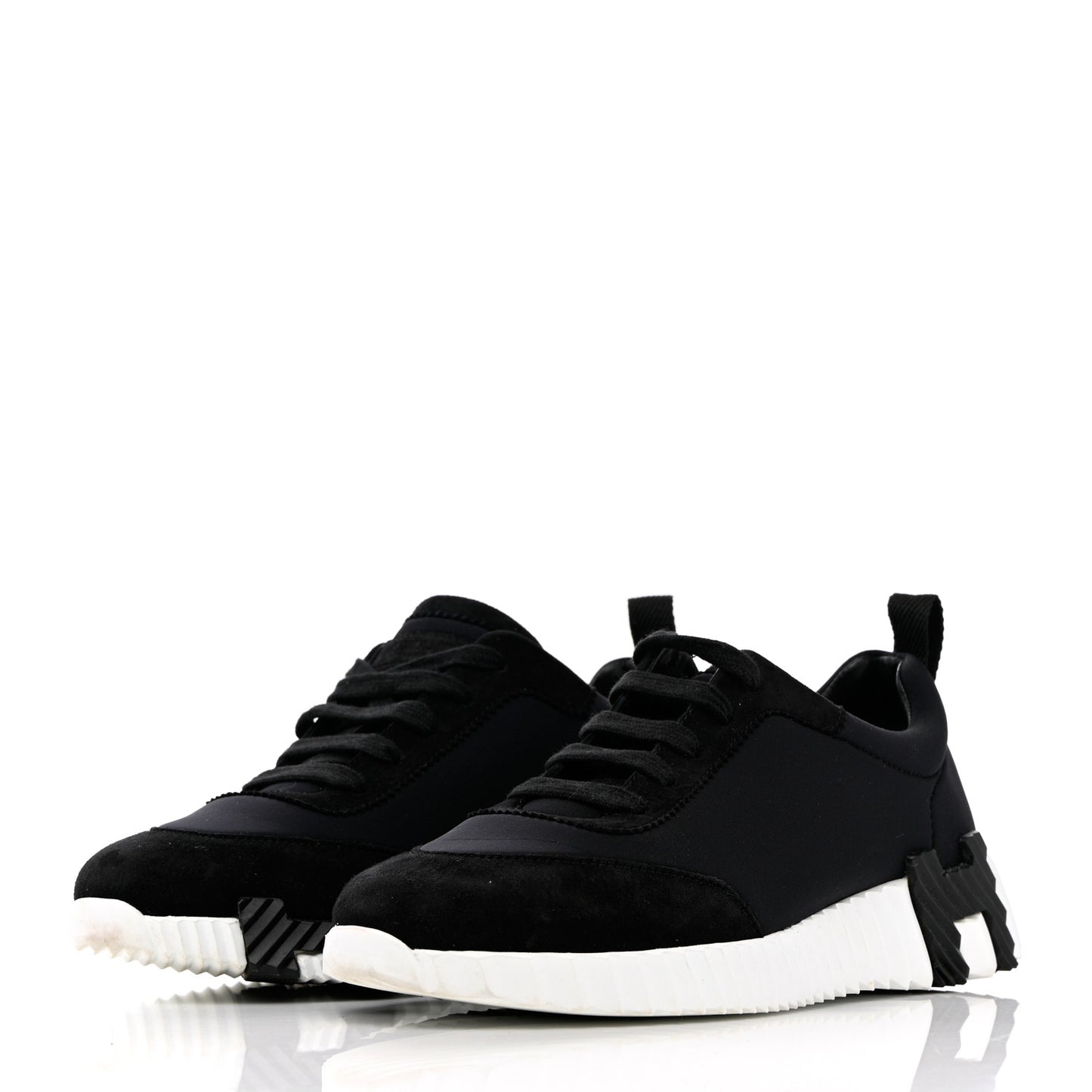 Technical Jersey Suede Goatskin Bouncing Sneakers 36 Black White