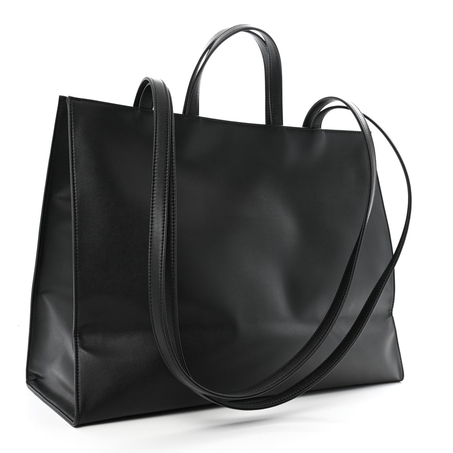 Vegan Leather Large Shopping Bag Black