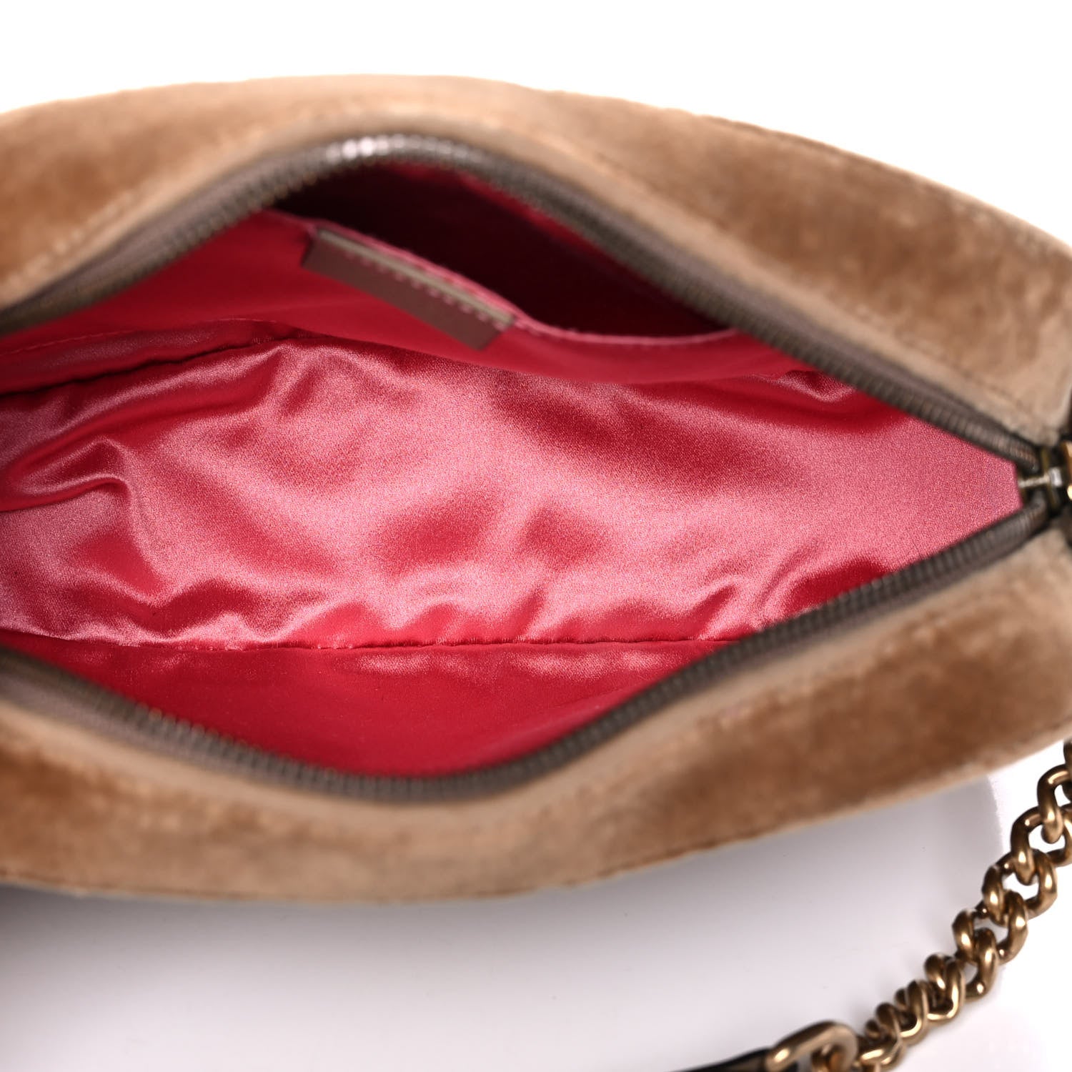 Gucci Velvet Matelasse Small GG Marmont Chain Shoulder Bag Taupe 5 of 15