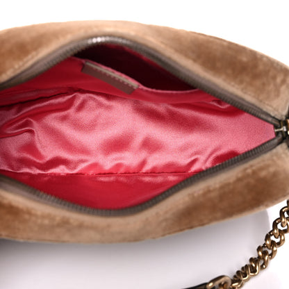 Gucci Velvet Matelasse Small GG Marmont Chain Shoulder Bag Taupe 5 of 15