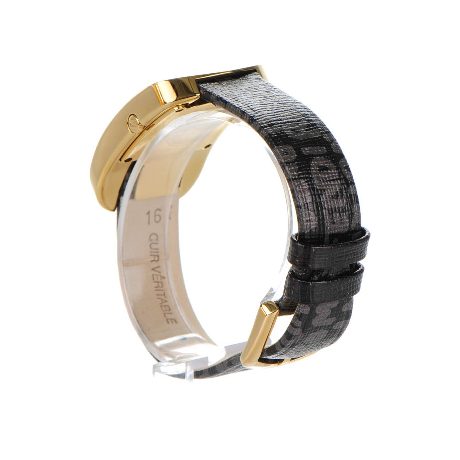 Fendi Stainless Steel Calfskin Diamond 29mm Chameleon Graffiti Quartz Watch Black 4 of 10