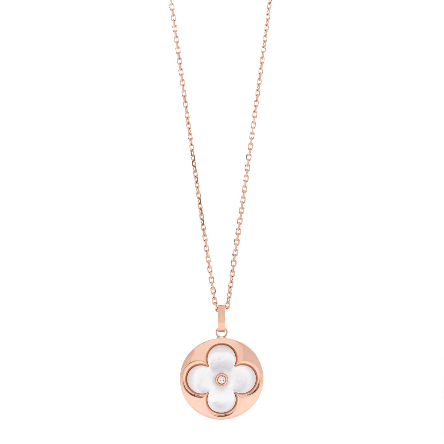18K Pink Gold Mother of Pearl XL Blossom Sun Pendant Necklace