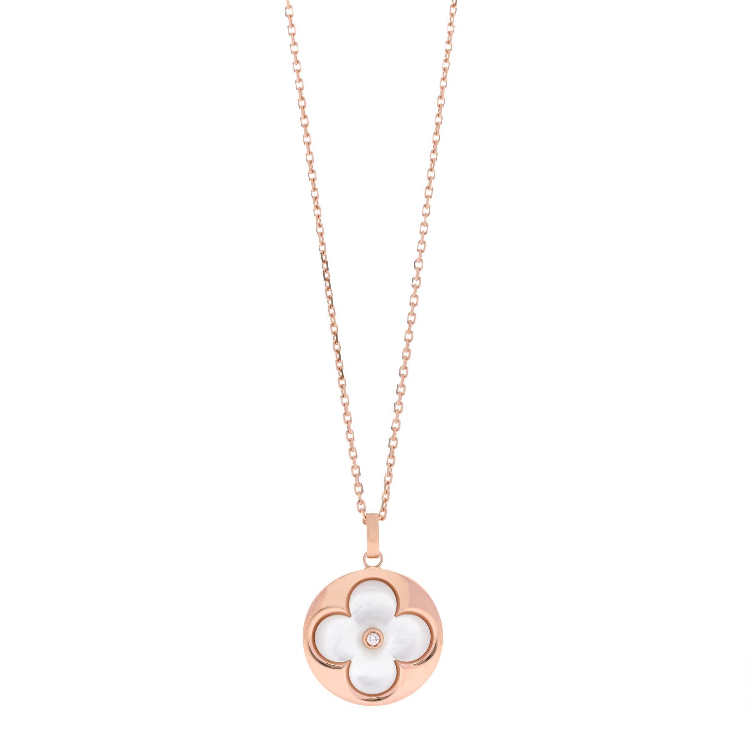 Louis Vuitton 18K Pink Gold Mother of Pearl XL Blossom Sun Pendant Necklace 1 of 6