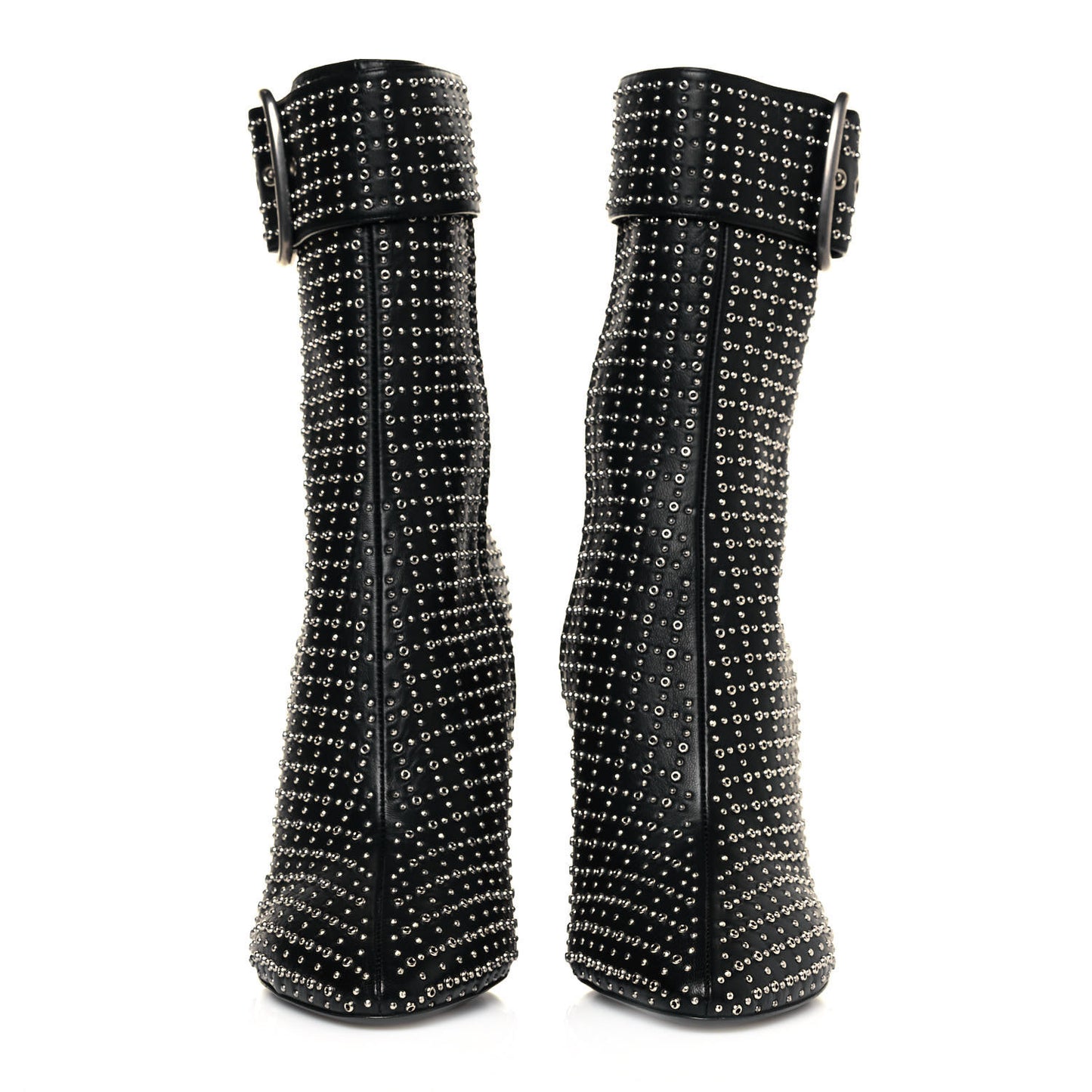 Nappa Studded Joplin Buckle Booties 40 Black