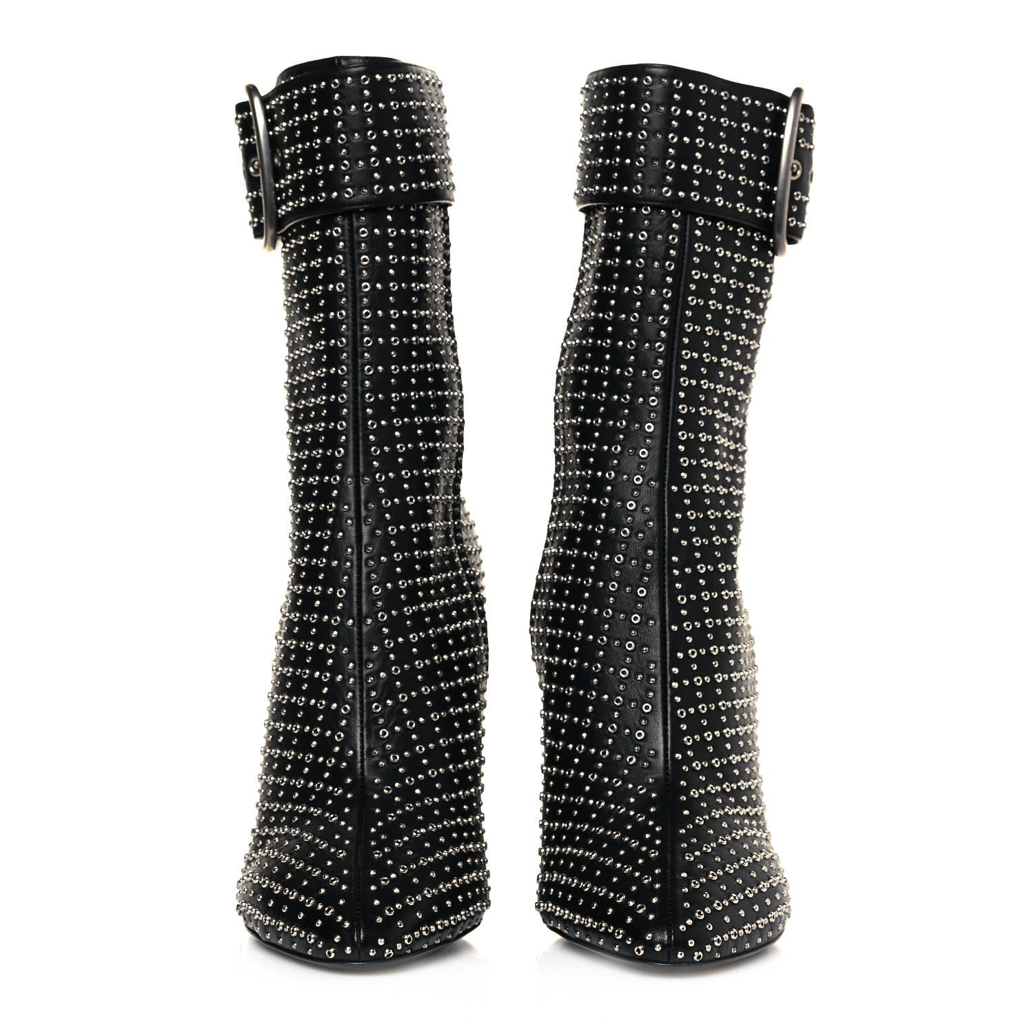 Saint Laurent Nappa Studded Joplin Buckle Booties 40 Black 2 of 7