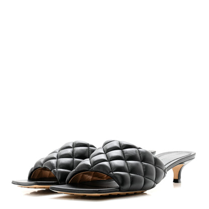 Bottega Veneta Nappa Matelasse Padded Mid Heel Mule Sandals 39.5 Black 3 of 8