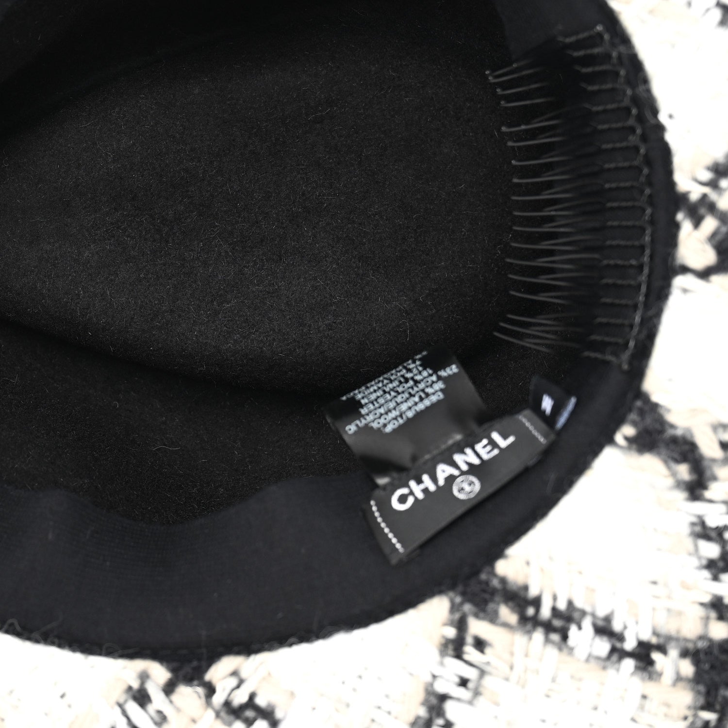 Chanel Tweed Hat M Ivory Black Grey 7 of 9