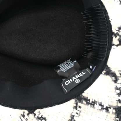 Chanel Tweed Hat M Ivory Black Grey 7 of 9