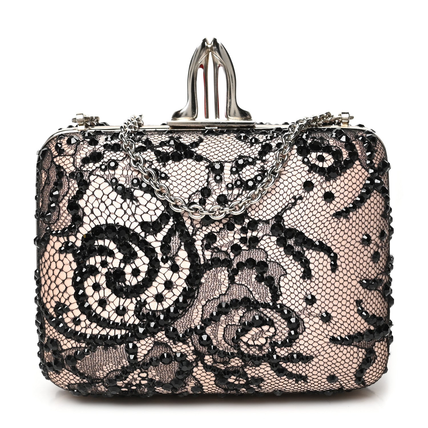 Christian Louboutin Lace Miss Loubi Chain Clutch Black 1 of 8