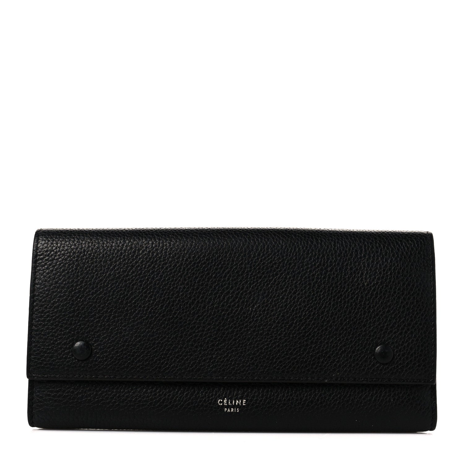 Celine Drummed Calfskin Large Multifunction Flap Wallet Black 1 of 11