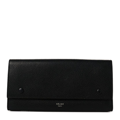 Celine Drummed Calfskin Large Multifunction Flap Wallet Black 1 of 11