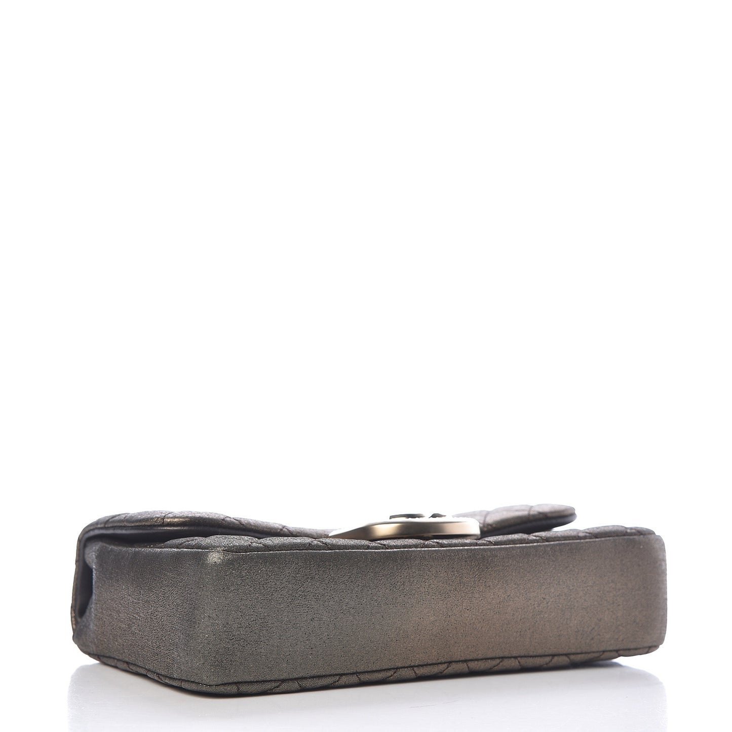 Iridescent Calfskin Quilted Crystal Mini Rectangular Flap Black Gold