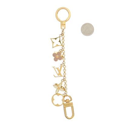 Louis Vuitton Brass Enamel Fleur De Monogram Bag Charm Chain Gold 2 of 5