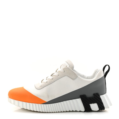 Hermes Graphic Mesh Suede Goatskin Womens Bouncing Sneakers 37 Orange Multicolor 1 of 10
