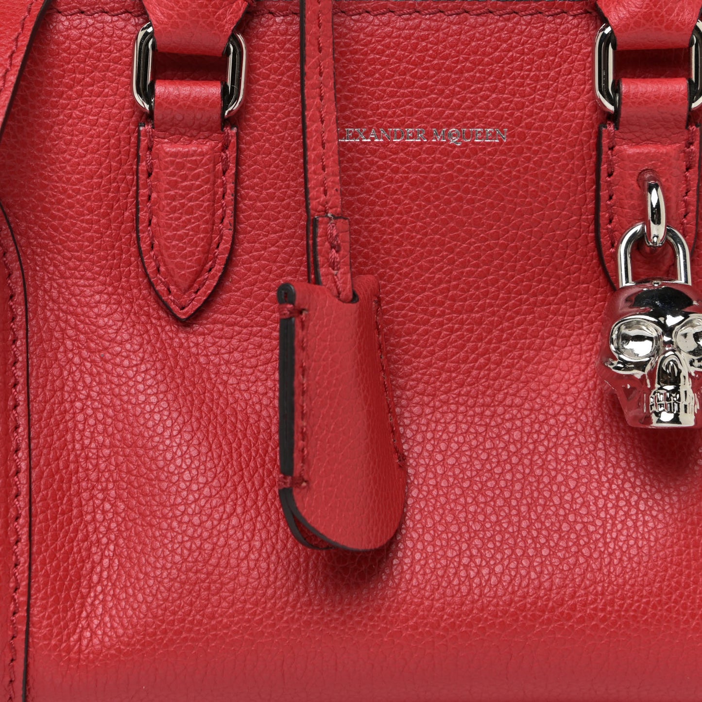 Pebbled Calfskin Mini Padlock Tote Red