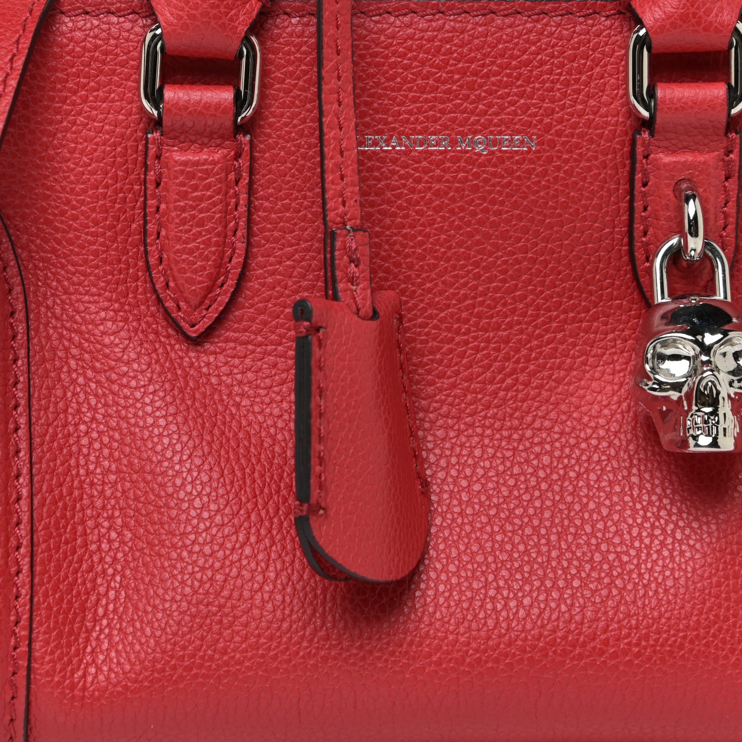 Alexander McQueen Pebbled Calfskin Mini Padlock Tote Red 7 of 9