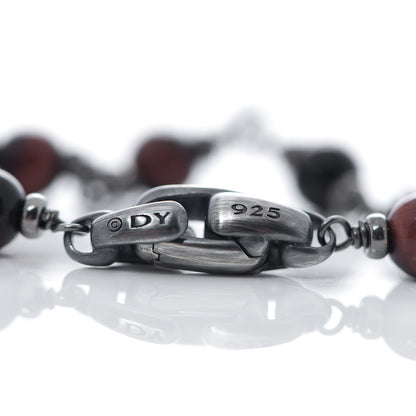 David Yurman Sterling Silver Red Tiger Eye Mens Spiritual Beads Rosary Bracelet M 4 of 4