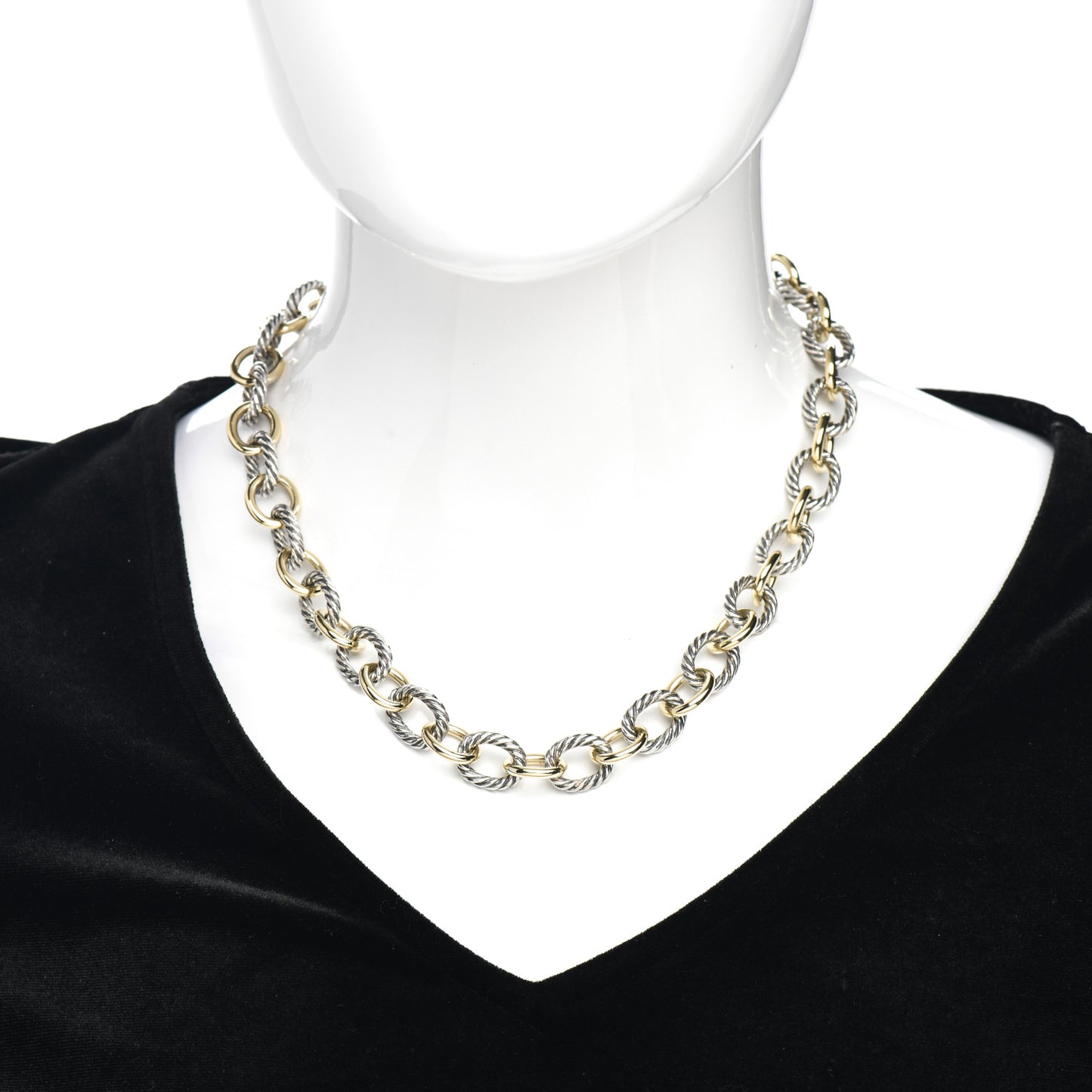 Sterling Silver 18K Yellow Gold 12mm Large Oval Link Necklace