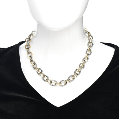David Yurman Sterling Silver 18K Yellow Gold 12mm Large Oval Link Necklace 2 of 4