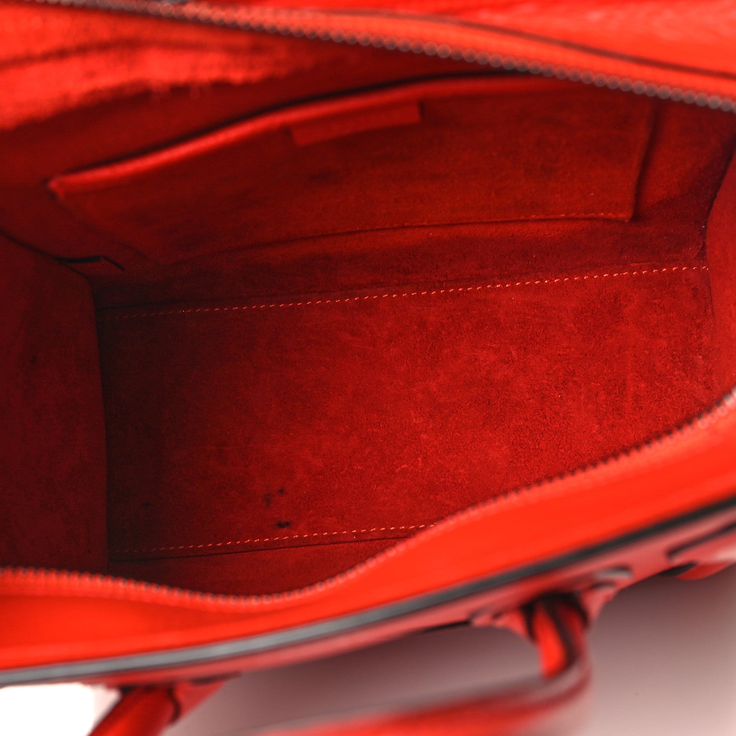 Celine Drummed Calfskin Nano Luggage Vermillion 5 of 9