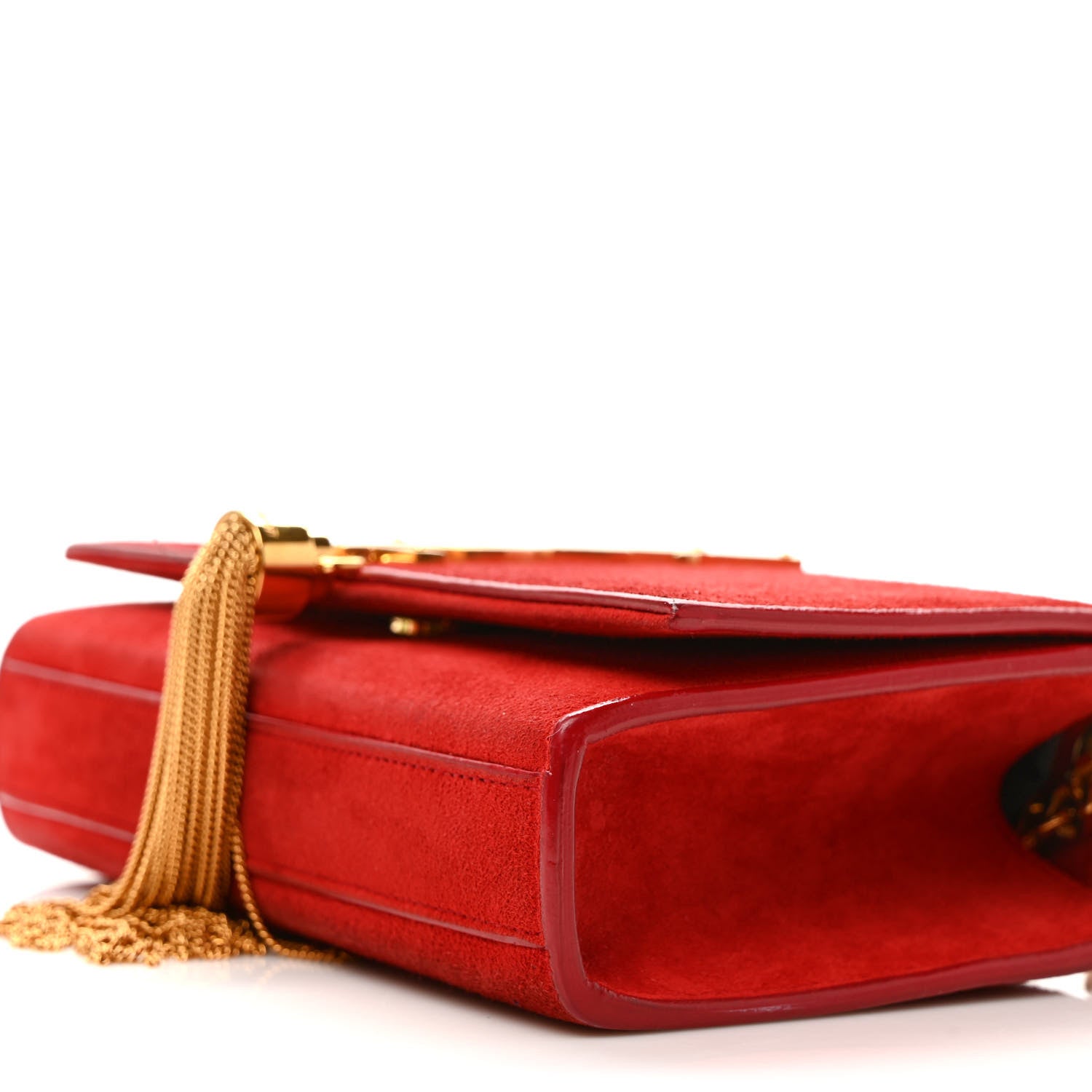 Saint Laurent Suede Small Classic Monogram Kate Tassel Satchel Red 8 of 8