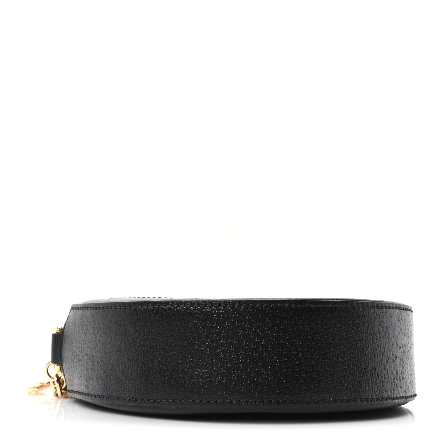 Grained Calfskin Web Mini Ophidia Round Shoulder Bag Black
