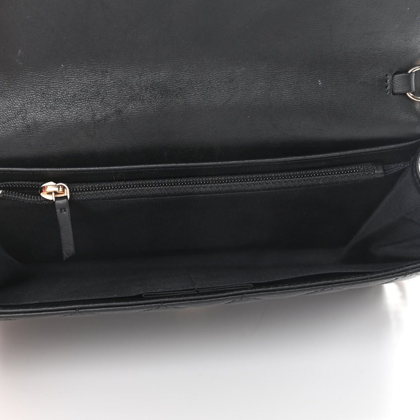 Lambskin Quilted Boy Wallet On Removable Chain WOC Black