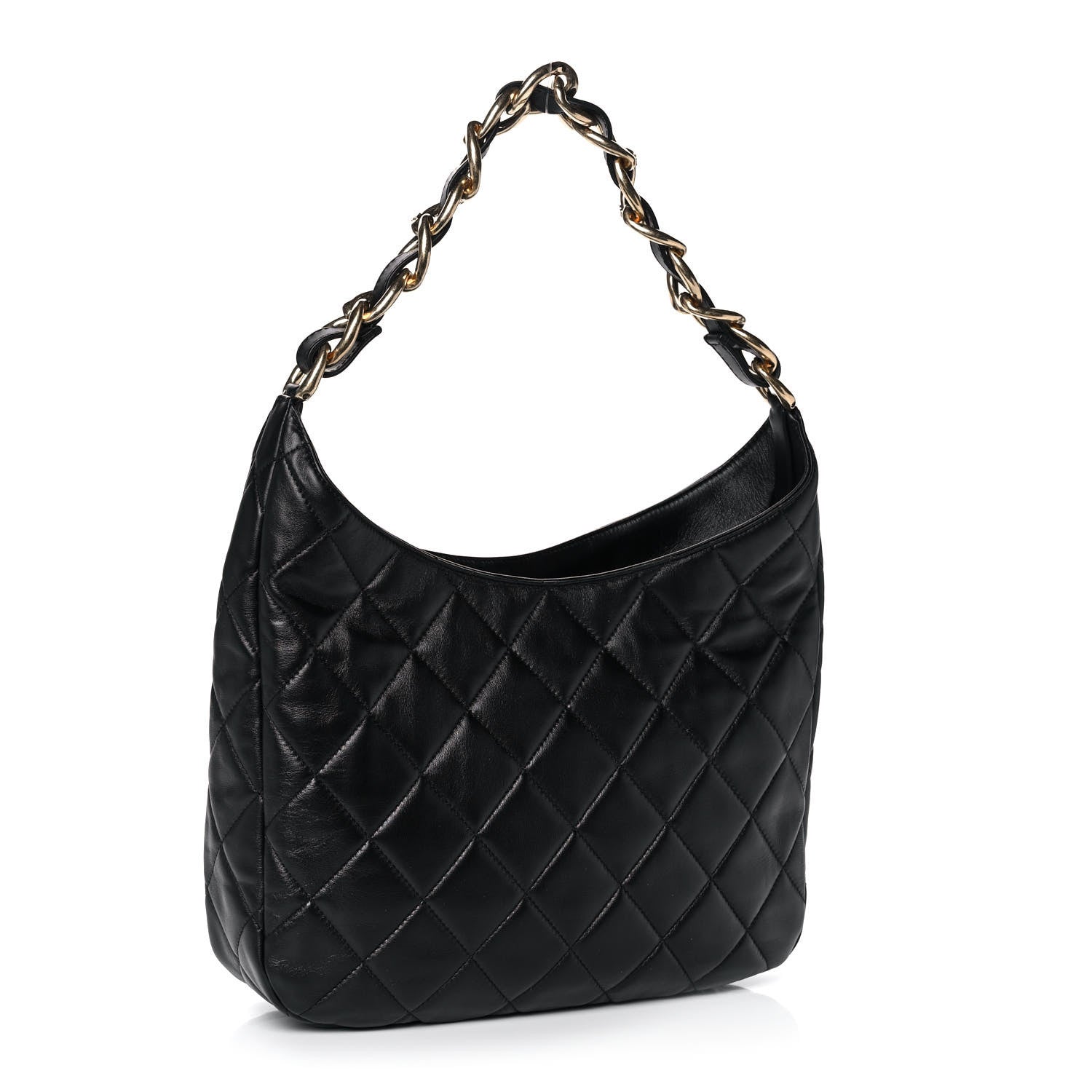Chanel Lambskin Quilted Large CC Funky Town Hobo Black 3 of 11