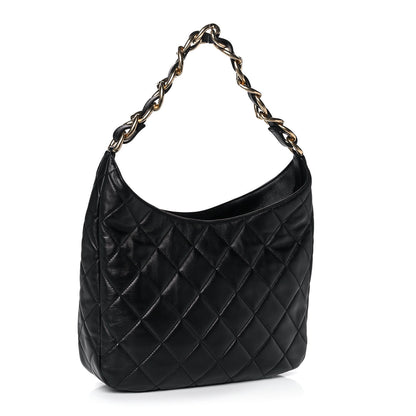 Chanel Lambskin Quilted Large CC Funky Town Hobo Black 3 of 11