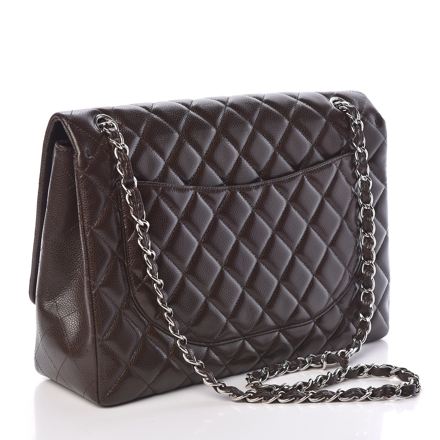 Chanel Caviar Quilted Maxi Single Flap Dark Brown 4 of 12
