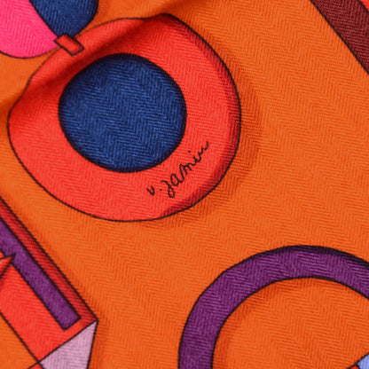 Hermes Cashmere Silk Carre En Boucles Shawl 140 Capucine Violet Fuchsia 4 of 6