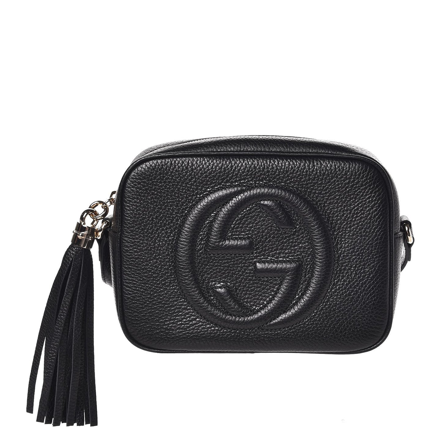 Pebbled Calfskin Small Soho Disco Bag Black