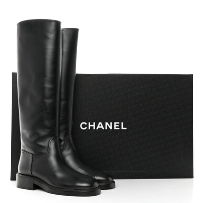 Chanel Calfskin Cap Toe High Boots 39 Black 9 of 9