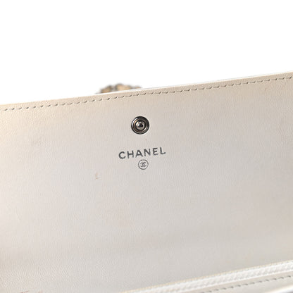 Chanel Metallic Galuchat Stingray Lambskin Boy Wallet With Removable Chain Silver 8 of 12