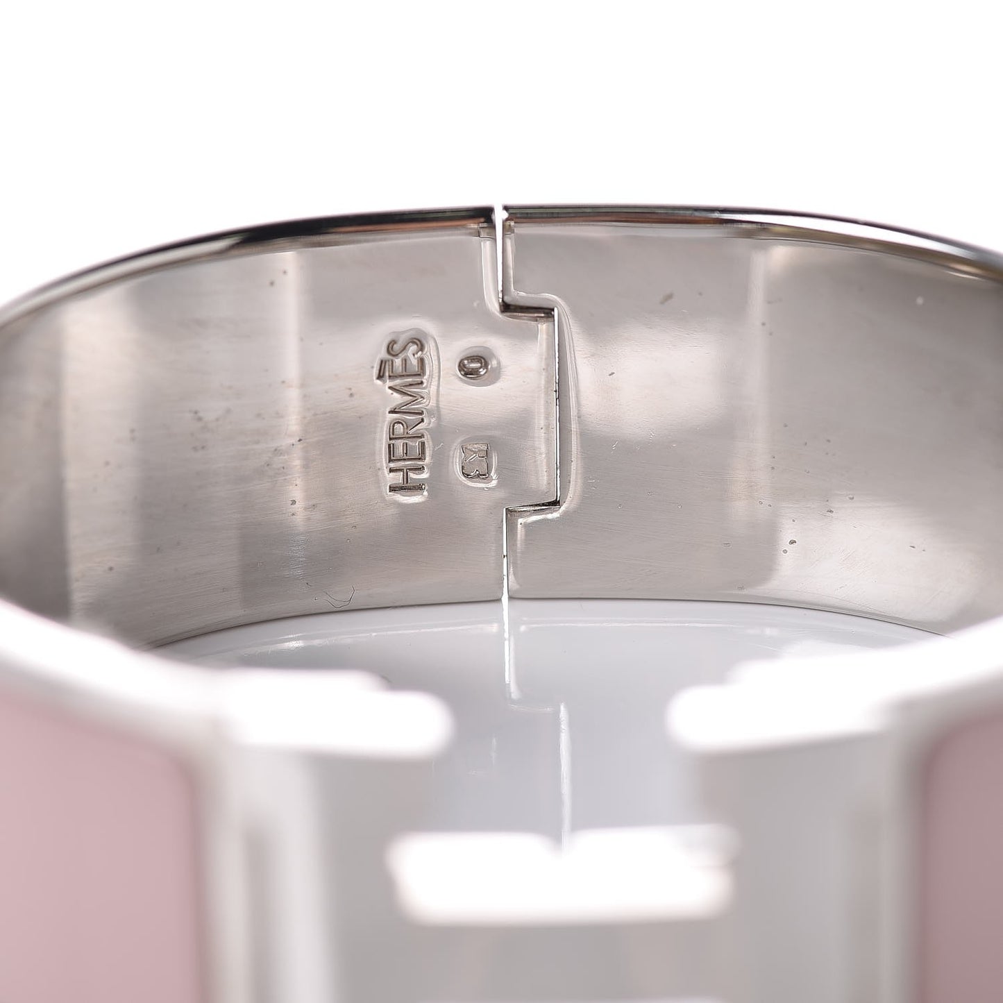 Enamel Wide Clic Clac H Bracelet PM Rose Poudre