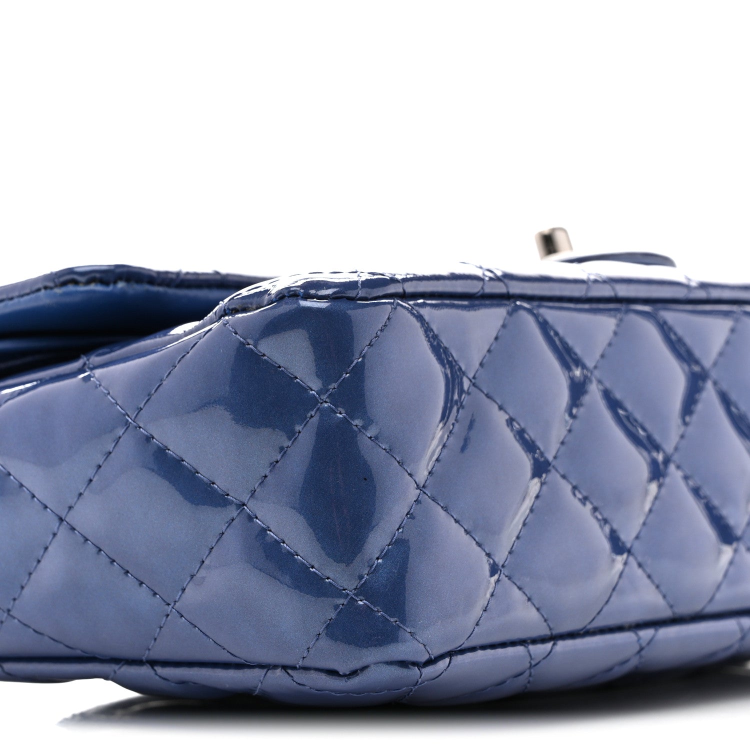 Chanel Patent Quilted Medium Double Flap Blue 9 of 12