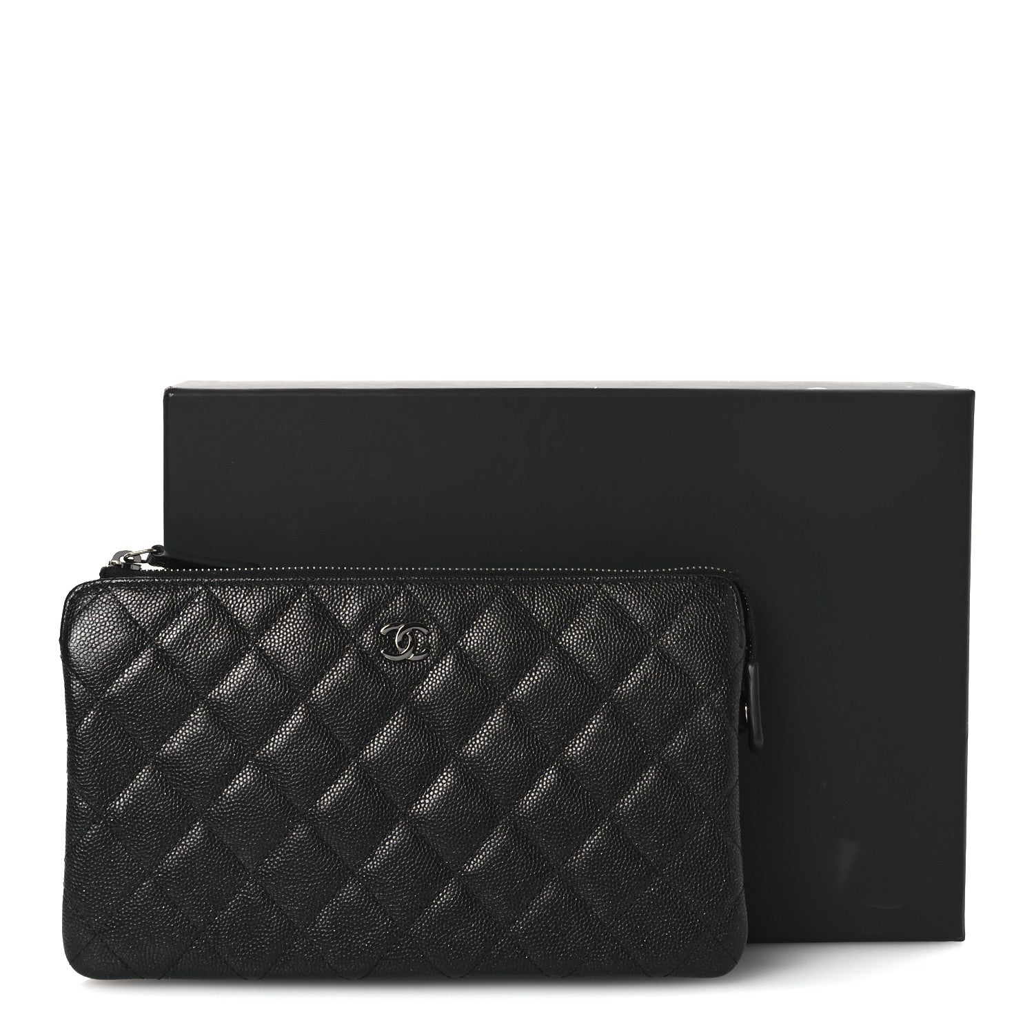 Chanel Iridescent Caviar Quilted Small Zipped Pouch Black 9 of 9