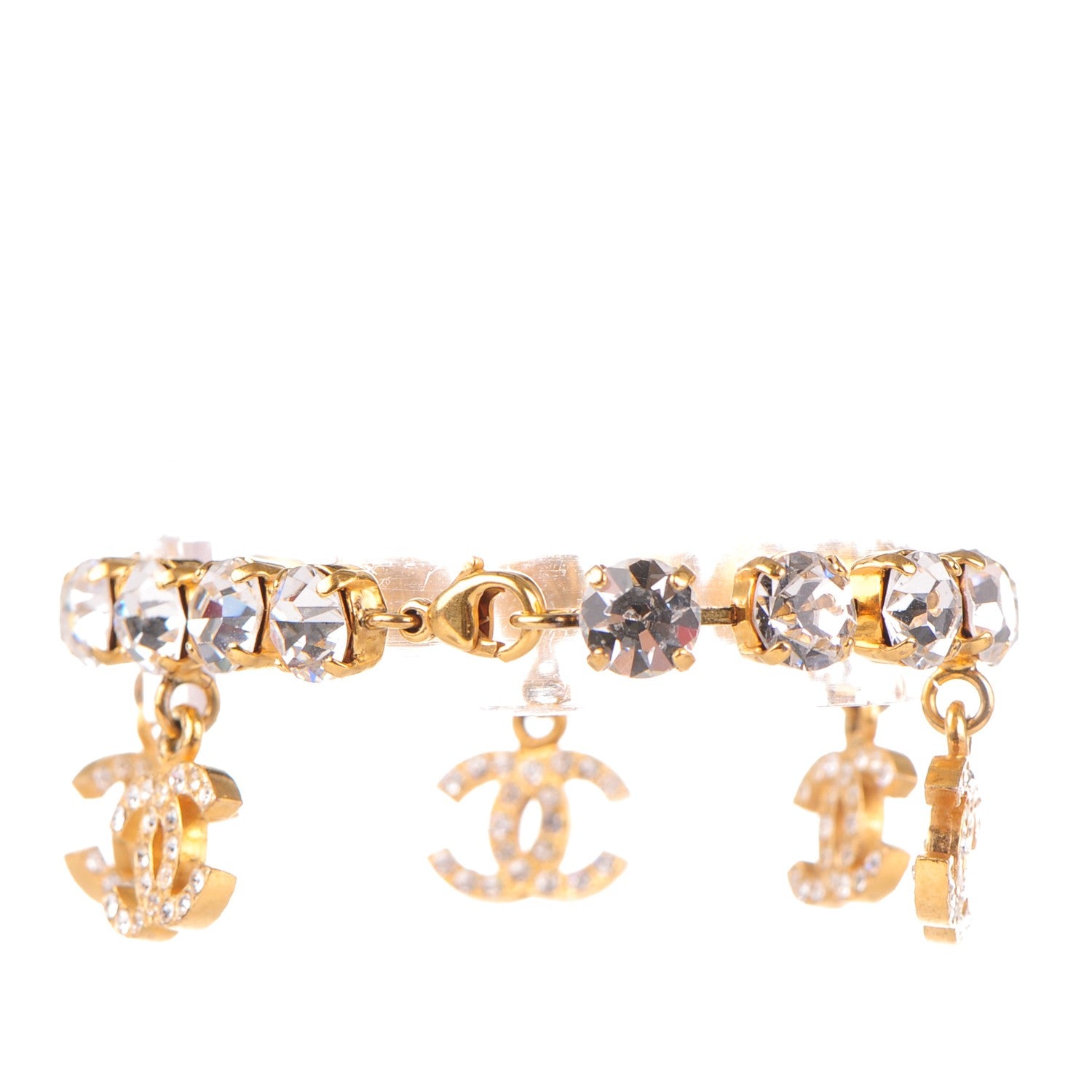 Chanel Crystal CC Bracelet Gold 3 of 4
