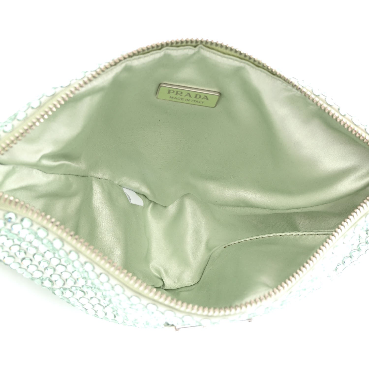 Prada Satin Crystal Triangle Pouch Acqua 5 of 10