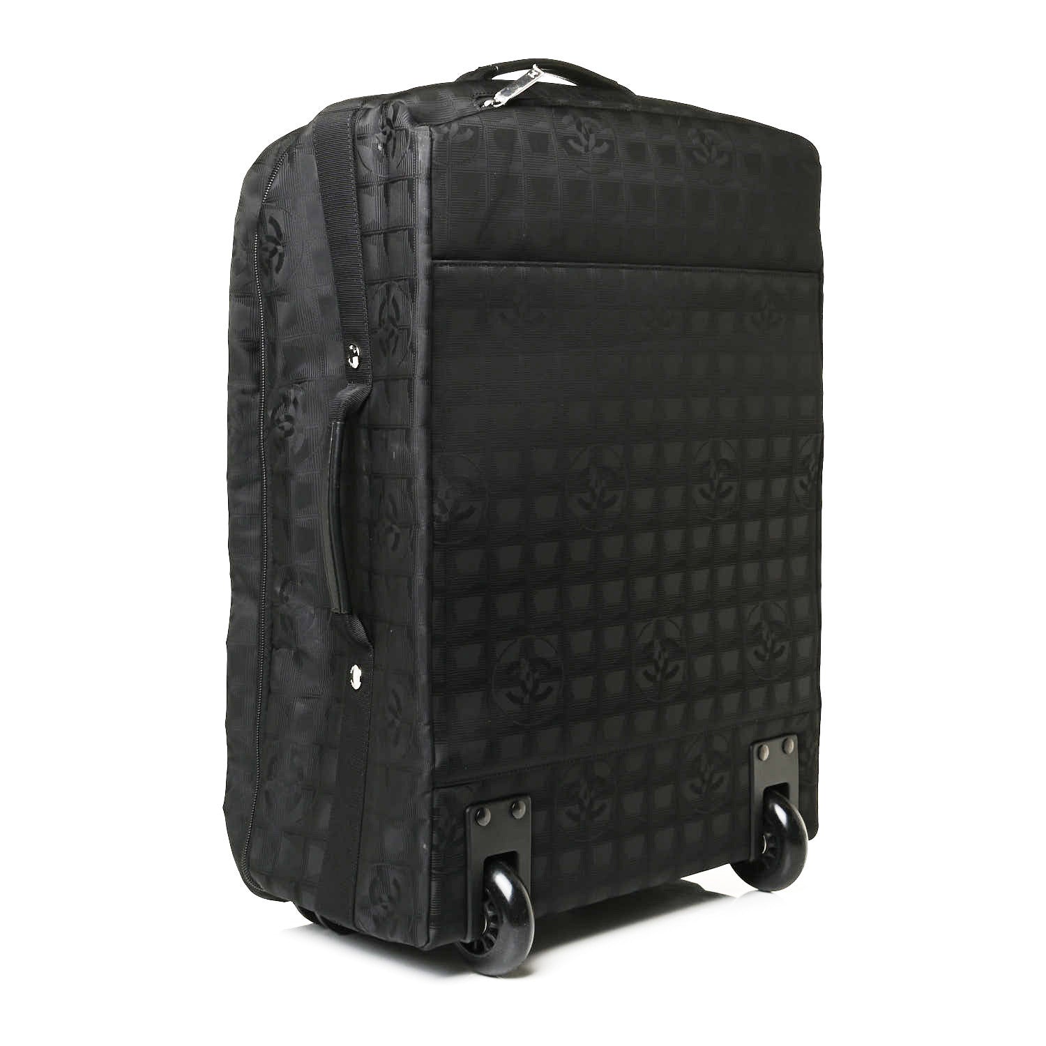 Chanel Nylon Travel Trolley Rolling Luggage Black 3 of 16