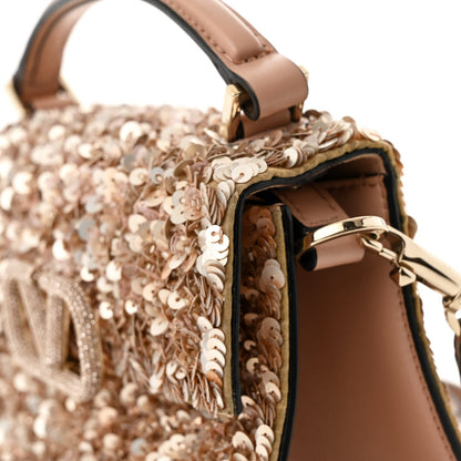 Valentino Garavani Sequin Crystal Embroidered Mini Vsling Top Handle Bag Light Peach Rose Mist 10 of 12