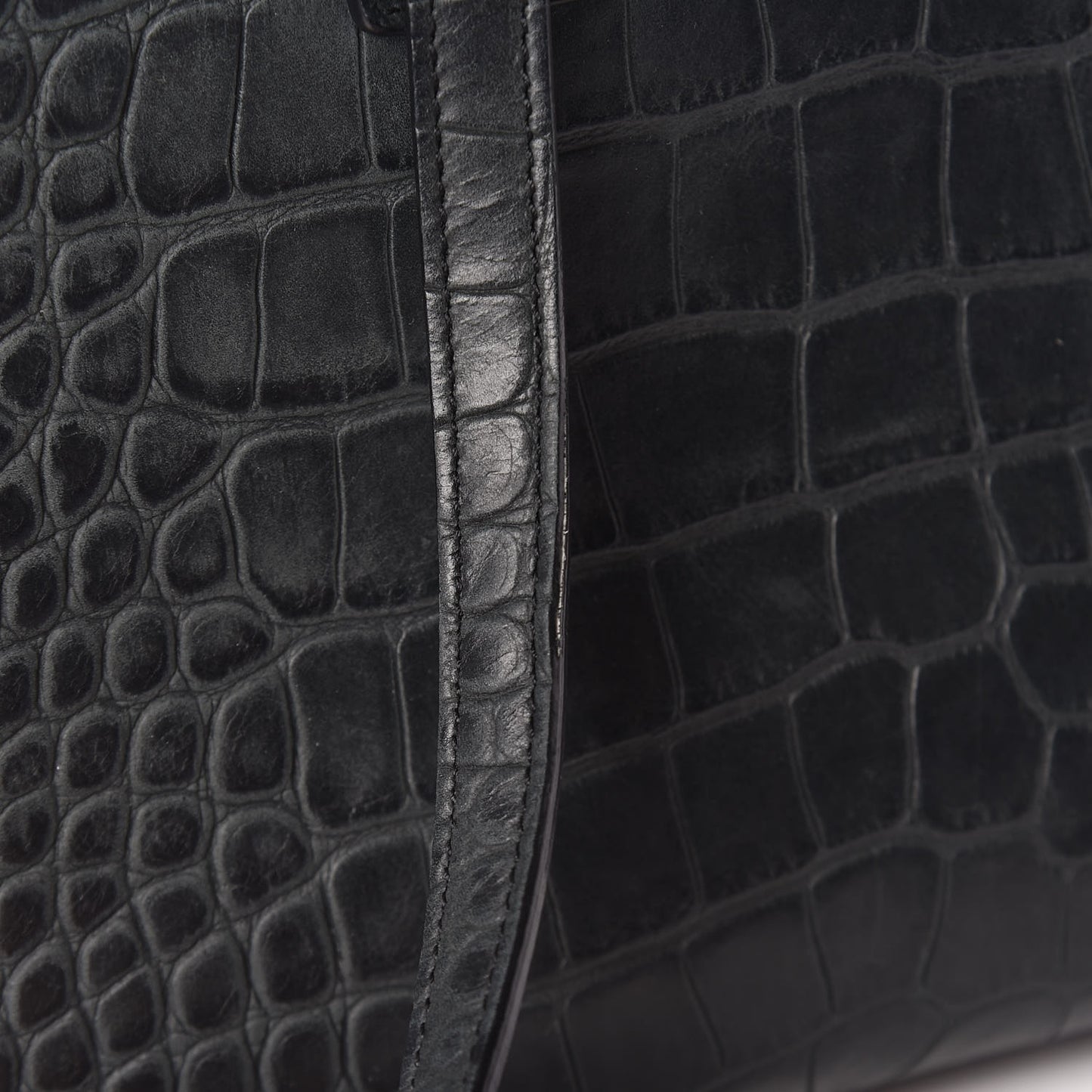 Calfskin Crocodile Embossed Baby Sac De Jour Dusty Black