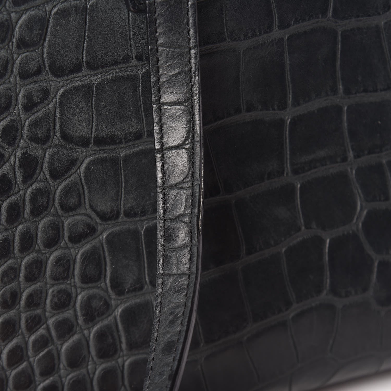 Saint Laurent Calfskin Crocodile Embossed Baby Sac De Jour Dusty Black 14 of 15