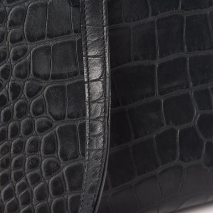 Saint Laurent Calfskin Crocodile Embossed Baby Sac De Jour Dusty Black 14 of 15