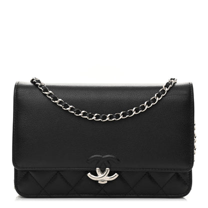 Chanel Grained Calfskin Quilted CC Box Wallet On Chain WOC Black 1 of 12