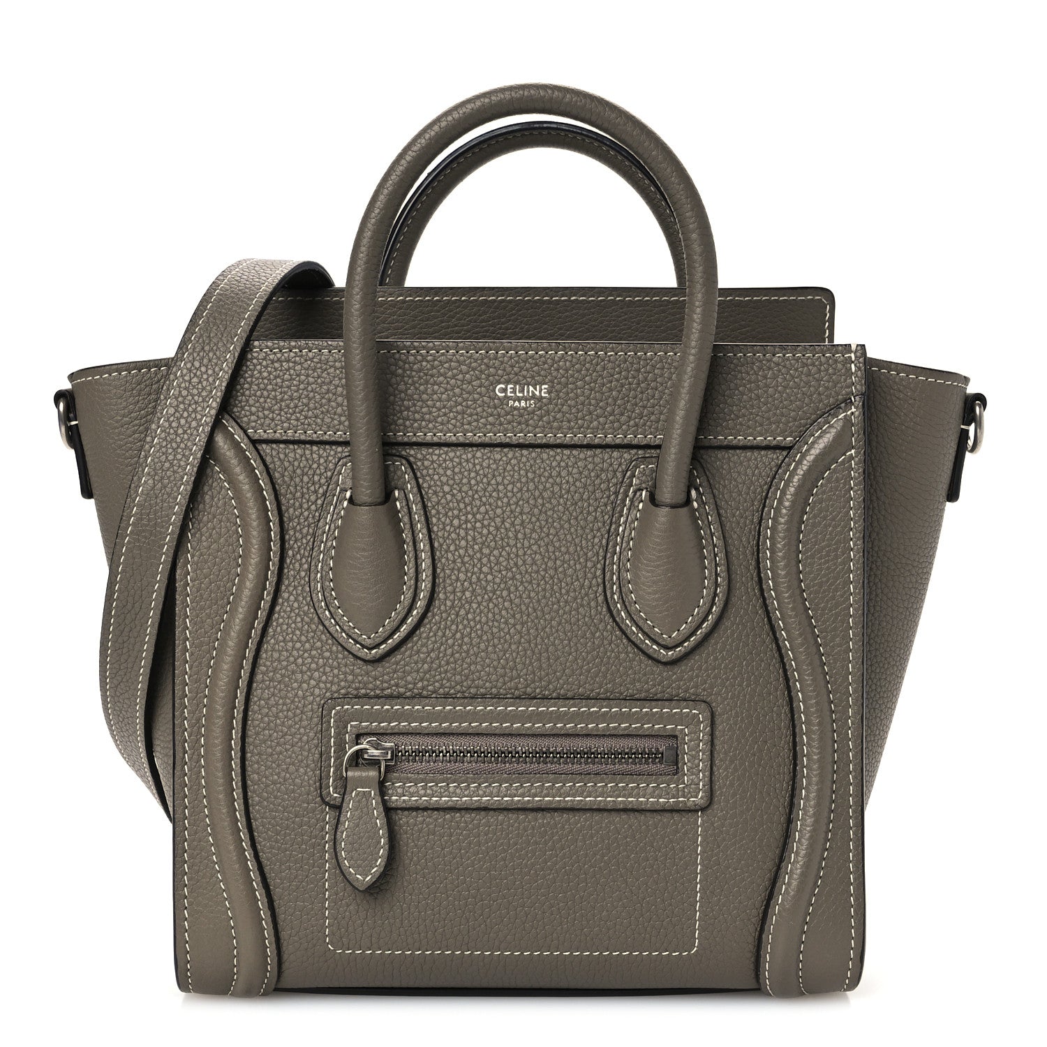 Celine Drummed Calfskin Nano Luggage Souris 1 of 10